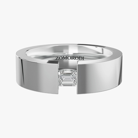 Diamond Men’s Single Diamond Stone Emerald-Cut Wedding Ring